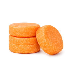 Solid orange shampoo bars